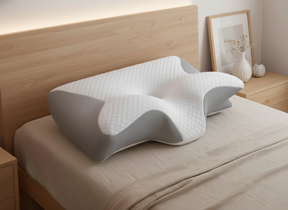 Oreiller ergonomique gris clair