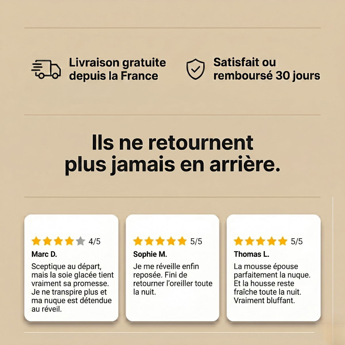 Oreiller ergonomique rafraîchissant soie glacée avec livraison gratuite depuis la France et retour 30 jours