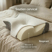 Oreiller ergonomique avec mousse à mémoire de forme offrant un soutien cervical et une bonne respirabilité pour un confort optimal pendant le sommeil