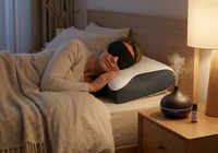 Utilisation combinée du pack sommeil Apaisement avec oreiller ergonomique, masque de sommeil et diffuseur d’huiles essentielles